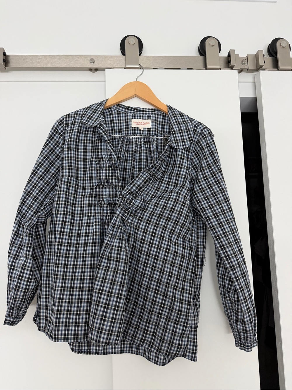 Women’s Black & White Plaid Button-Front Blouse